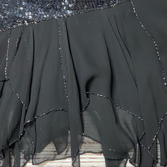 Vintage Oleg Cassini Black Silk and Sequin Dress Sz 8 - Picture 8 of 15